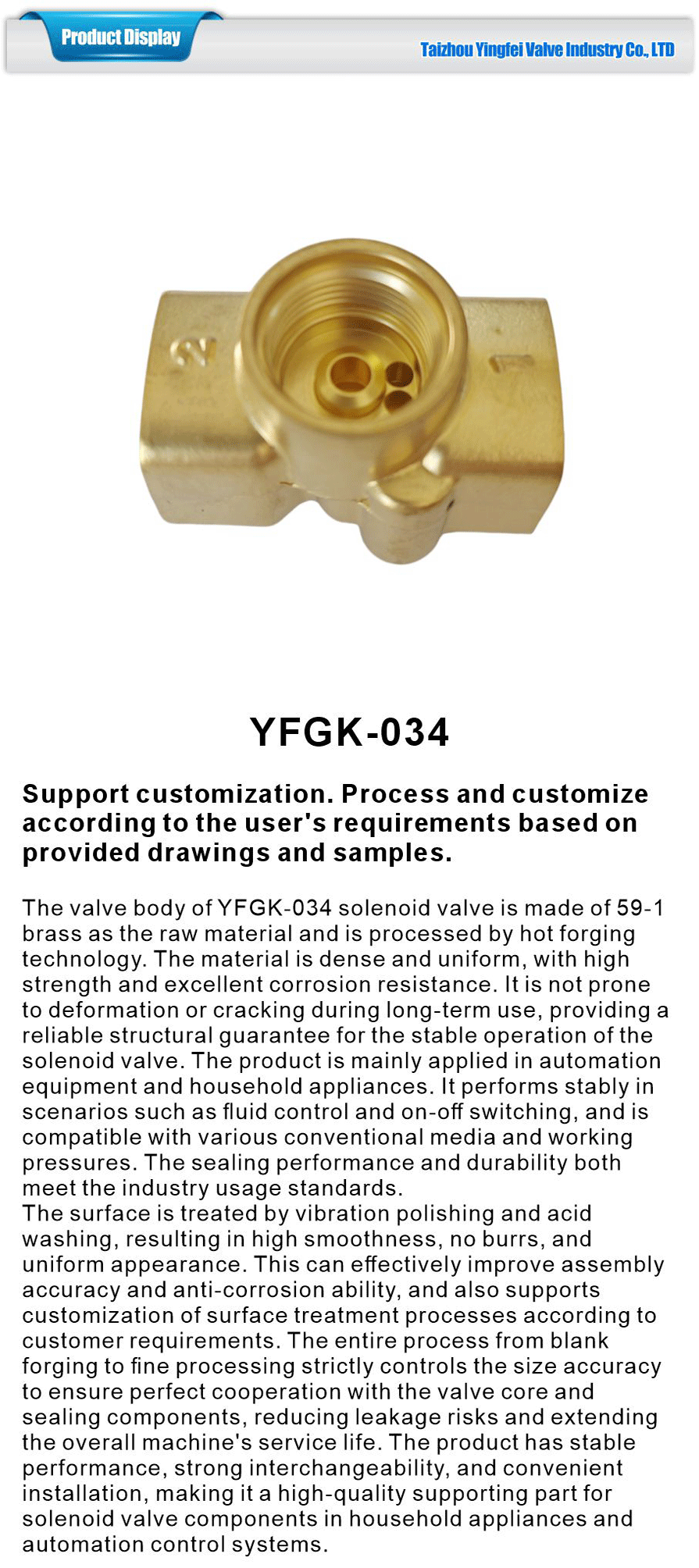 Home Appliance Valve Body Components