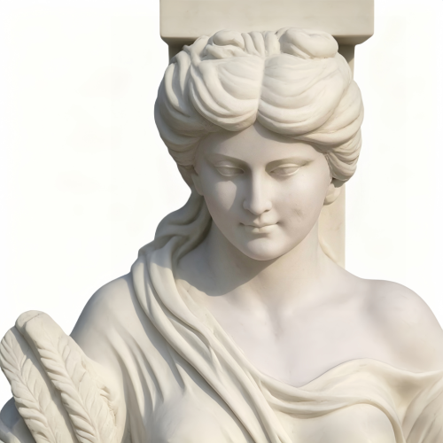 Grand Neoclassical Marble Caryatid Columns Outdoor Spaces