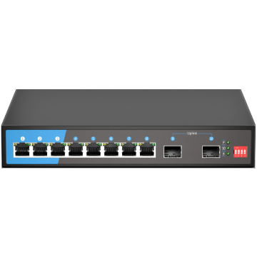 Interruptor mangado L2+ Gigabit completo 2 × SFP+ 8 × Puertos GE