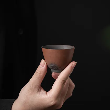 Qingxi Purple Clay Persimmon Ruyi Kung Fu Tea Set - Gift Box Included