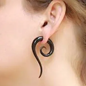 Black Expander Spiral Ear Stretching Piercing