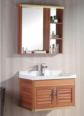 Classic Wood Bathroom Cabinet with Three-tier Storage