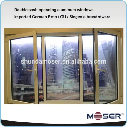 Double sashes opening aluminium window