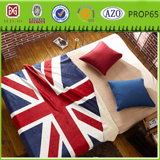 The national flag print short plush&sherpa blanket