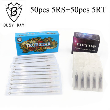 (5RS+5RT) 50pcs True star tattoo needles & 50pcs TIP TOP tattoo tips for aguja de tatuaje free shipping