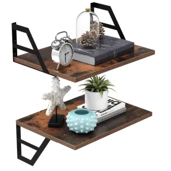 Rustic Brown Floating Wall Shelf: A Stylish Display and Storage Solution for Books and Decor