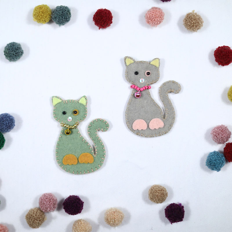 Voelde naaien kat diy broche decoratiekit