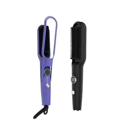A portable hair straightening comb that prevents burns.