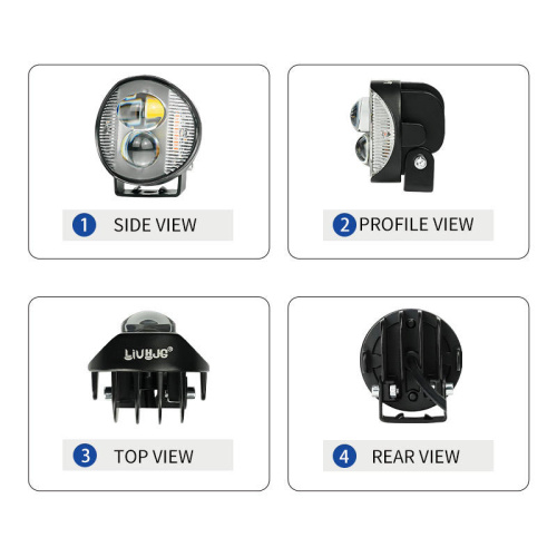 LiuHJG Motorcycle Led Fog Light 12-80V Round 2 Lens Spotlight Refit High Brightness Four Colors with Flash Driving Lights