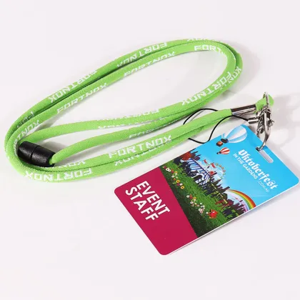 Green Rope Lanyard with Woven Label, PVC NFC RFID Card Lanyard - Safety Long Lanyard