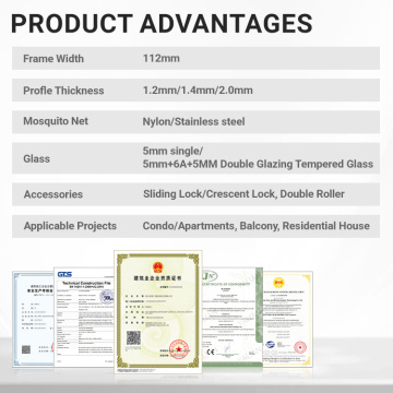 Aluminum Alloy Narrow Sliding Glass Doors Tempered Glazing