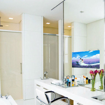 Wall Mountable Or Embeddable LCD TV Behind Mirror Bathroom