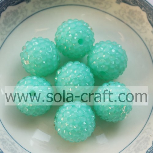 New Design 10*12MM Turquoise Fluorescence Resin Rhinestone Ball Beads