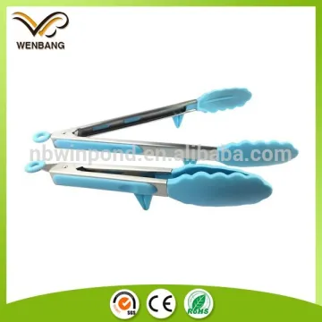 9'' bbq food tong With Silicone tips,silicone kitchen tongs