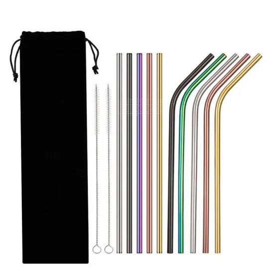 Multicolor Straight Stainless Steel 304 Metal Straw