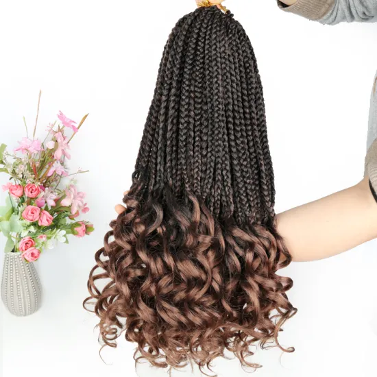 Julianna Goddess Bohemian Box Braids with Wave Ends Hair Ombre Synthetic Curly Crochet Braiding Hair Extension