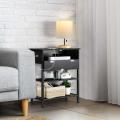 Table d&#39;appoint de lit multifonctionnel noir avec ports de charge