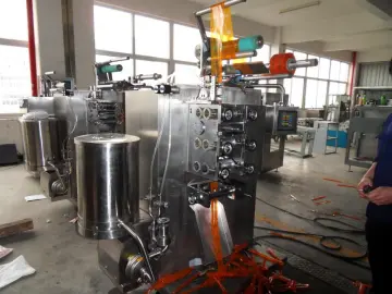 Ice lolly filling and sealing machine
