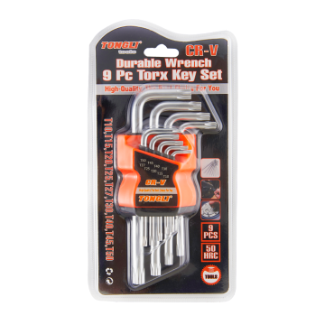 9pcs T20 T25 Carbon Steel Short Torx Key Wrench Set