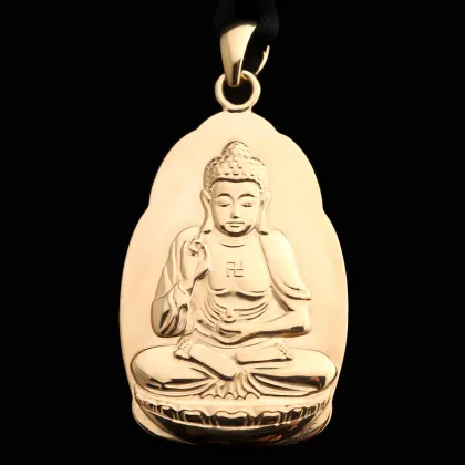 925 Sterling Silver Gold-Plated Amitabha Buddha Pendant - Buddhist Culture Jewelry