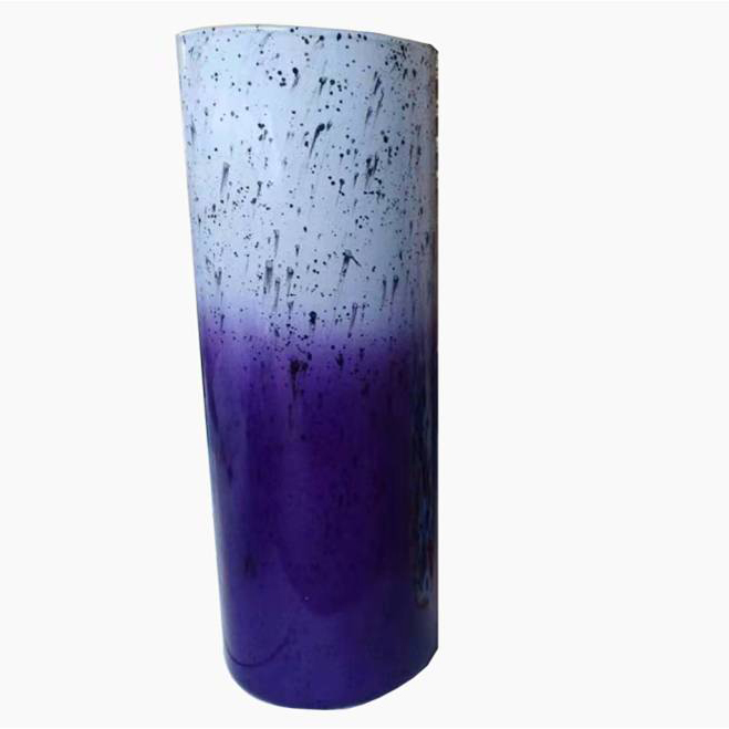 Violet Cylinder Shaped Glass Vase For Sale