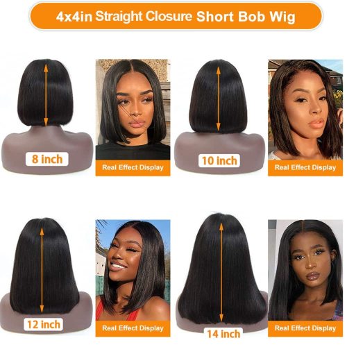 Bob 4x4 HD Lace Front Wigs Human Hair