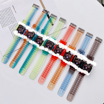 Shockproof Bumper All-In-One Jelly Gradient Watch Band voor Apple Watch Series 7-TPU transparante riem
