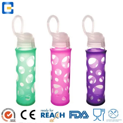 motivational water bottle, sports glass water bottle silicone