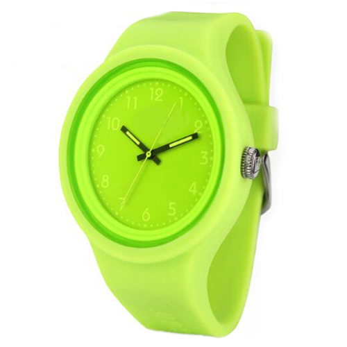 Đồng hồ Silicone Jelly Quartz Đồng hồ đeo tay màu hồng