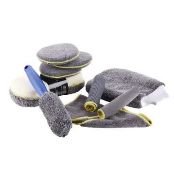 Car 9pcs Microfiber Car Washing Set: Comprehensive Cleaning Care Kit for Professional Auto Detailing Tools