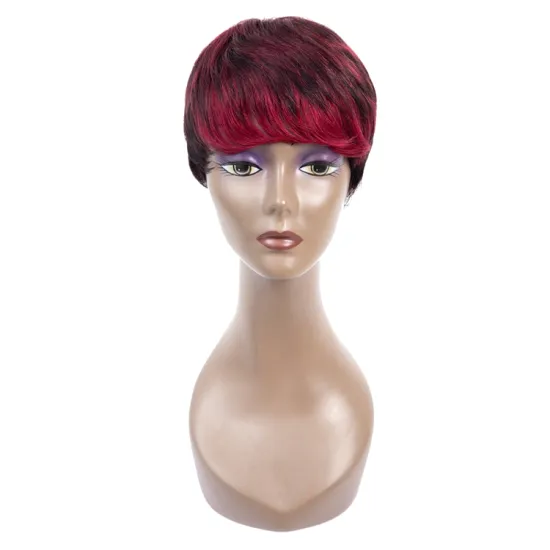 Different Piano Color Two Tone Short Pixie Cut Human Hair Wig For Sale