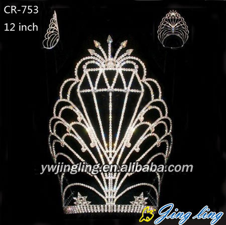 12 Inch Wholesale Rhinestone Pageant Crown For Sale