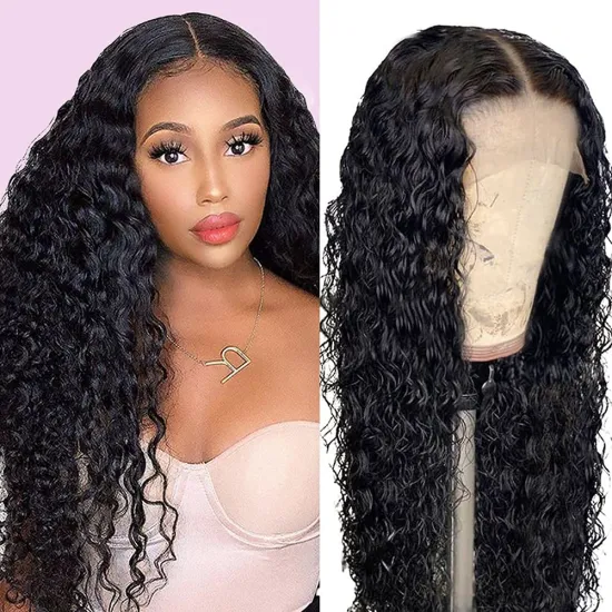 T Part Water Wave Lace Front Wigs Human Hair 13x4x1 T Part Curly Lace Front Wig Human Hair Pre Plucked For Black Women