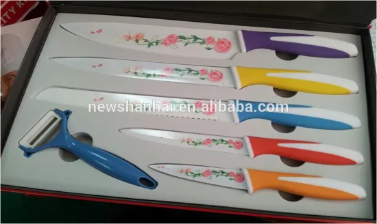6pcs colorful coating stainless steel knife set