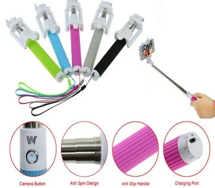 hot popular foldble wireless monopod selfie stick, bluetooth selfie stick