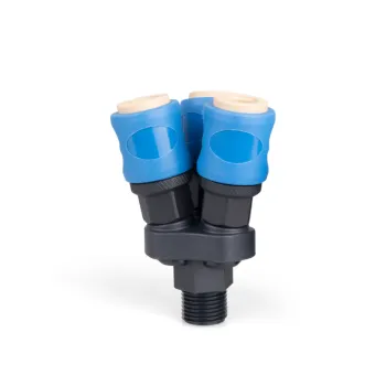 Three Way Pneumatic Quick Coupler Connector - Male and Female Self-Locking Hose Fitting