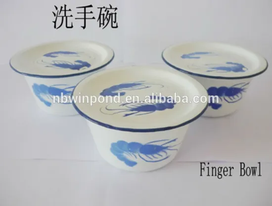 carbon steel metal enamel coating finger bowl with cover