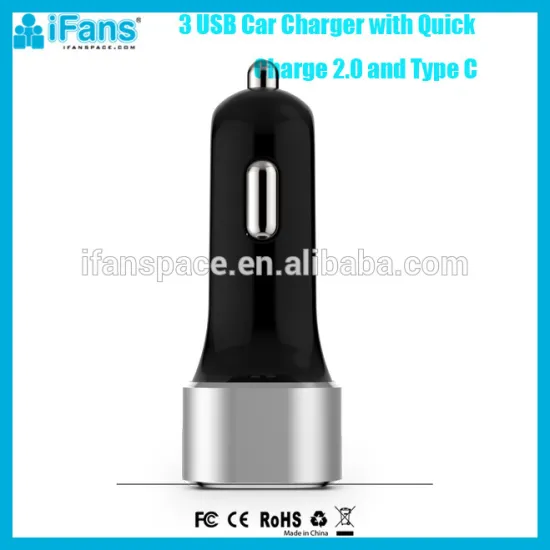Newest 3.0 Quick Car Charger 3 USB Port Universal Car Charger Qualcomm Certified with Type C