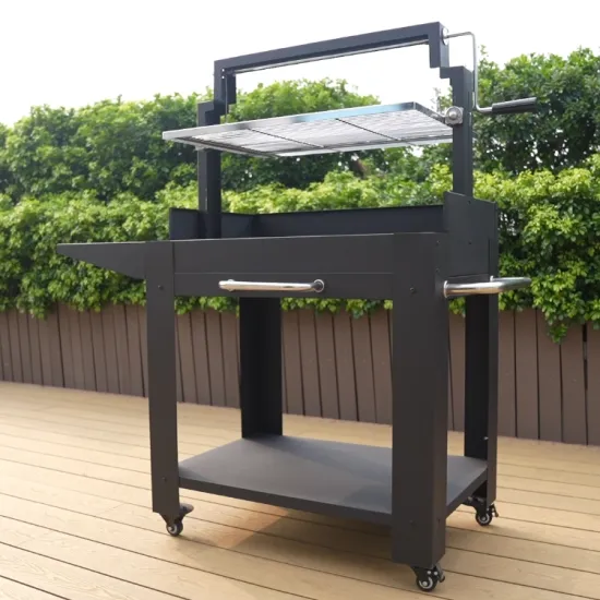 KEYO Black Outside Backyard Griller Party BBQ Picnic Patio Cooking Santa Maria Grill With Side Tables