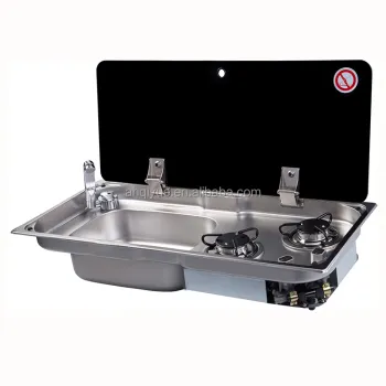 Electronic Pulse Ignition Gas Stove with Glass Cover for RV, Caravan, and Yacht Accessory