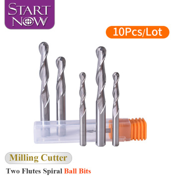 Startnow 10PCS Tungsten Carbide Ball Nose Engraving Bits for CNC Milling Router Tools