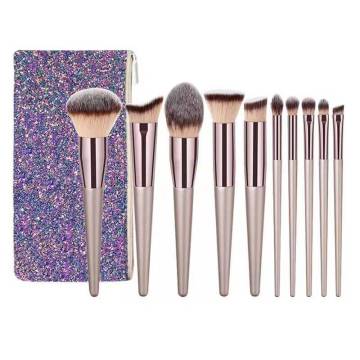 Professional 10pcs Make Up Brushes With Bling Bag