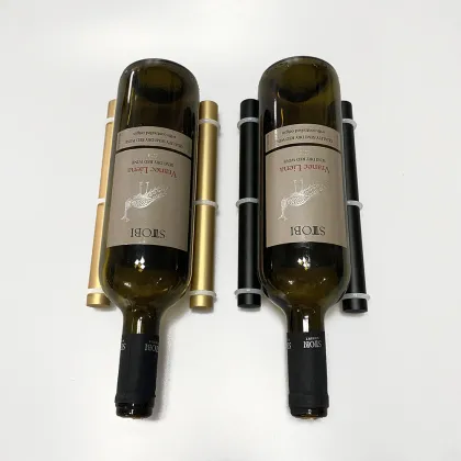 Wall Mounted Aluminum Black Gold Wine Rack - Bottle Storage Container