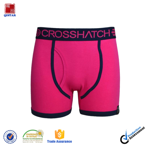 Sexy Pink Color Cotton Mens Boxer Underwear with Logo Elastic Waistband