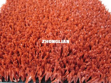 Red Coloured Fibrillated Pe Artificial Commercial Artificial Grass