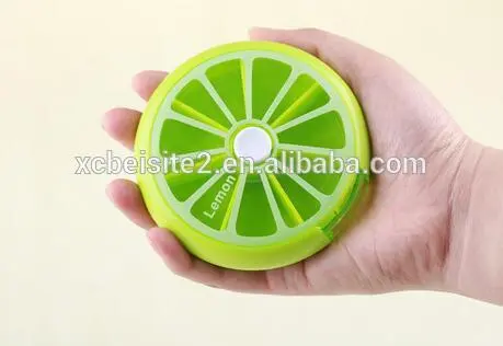 cy273 Health Care Medicine Pill Box lemon Shaped Sort Vitamin 7 Day Weekly Holder Tablet Storage Case Container Cases Travel