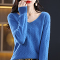 Korean version V-neck solid color knit jumper