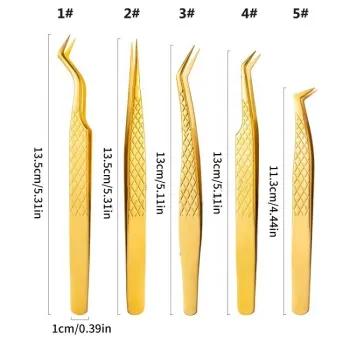 Stainless Steel Straight and Curved Eyelash Tweezers Specifically Designed for Grafted Lash Extensions