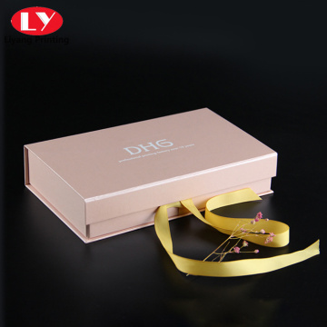 magnetic pink book shaped gift box with ribbon