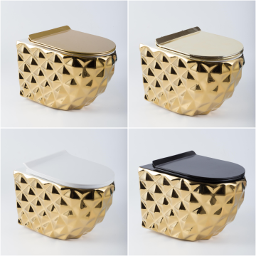 Gold Wall Mount Round Toilet Bowl for Bathroom